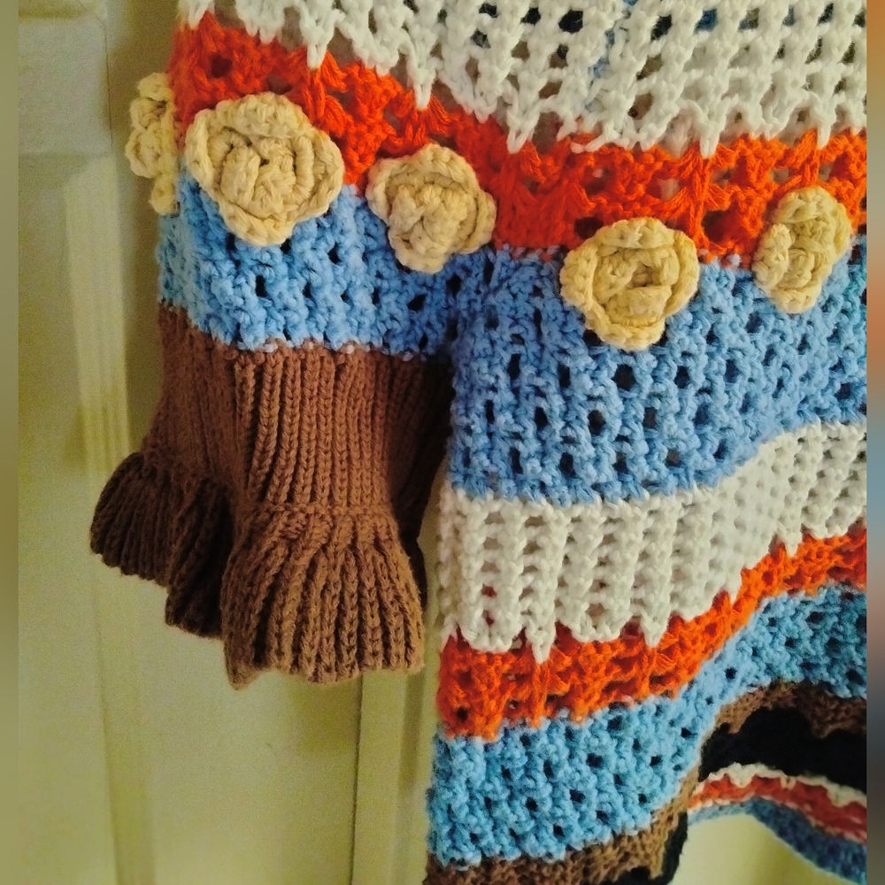Zara Multicolor Knitted Crocheted Sweater - Picture 3 of 6